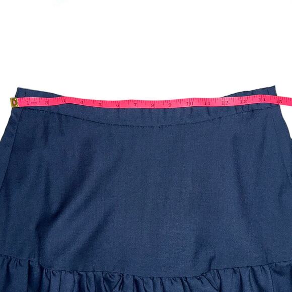 JCrew Navy Blue Wool Blend Preppy Tiered Ruffle Elastic Waist Skirt Size 8 - Picture 12 of 14